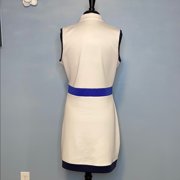 PGA Tour Blue and White Sheath Dress Mock Neck Sleeveless Dress Size Large - Picture 5 of 8